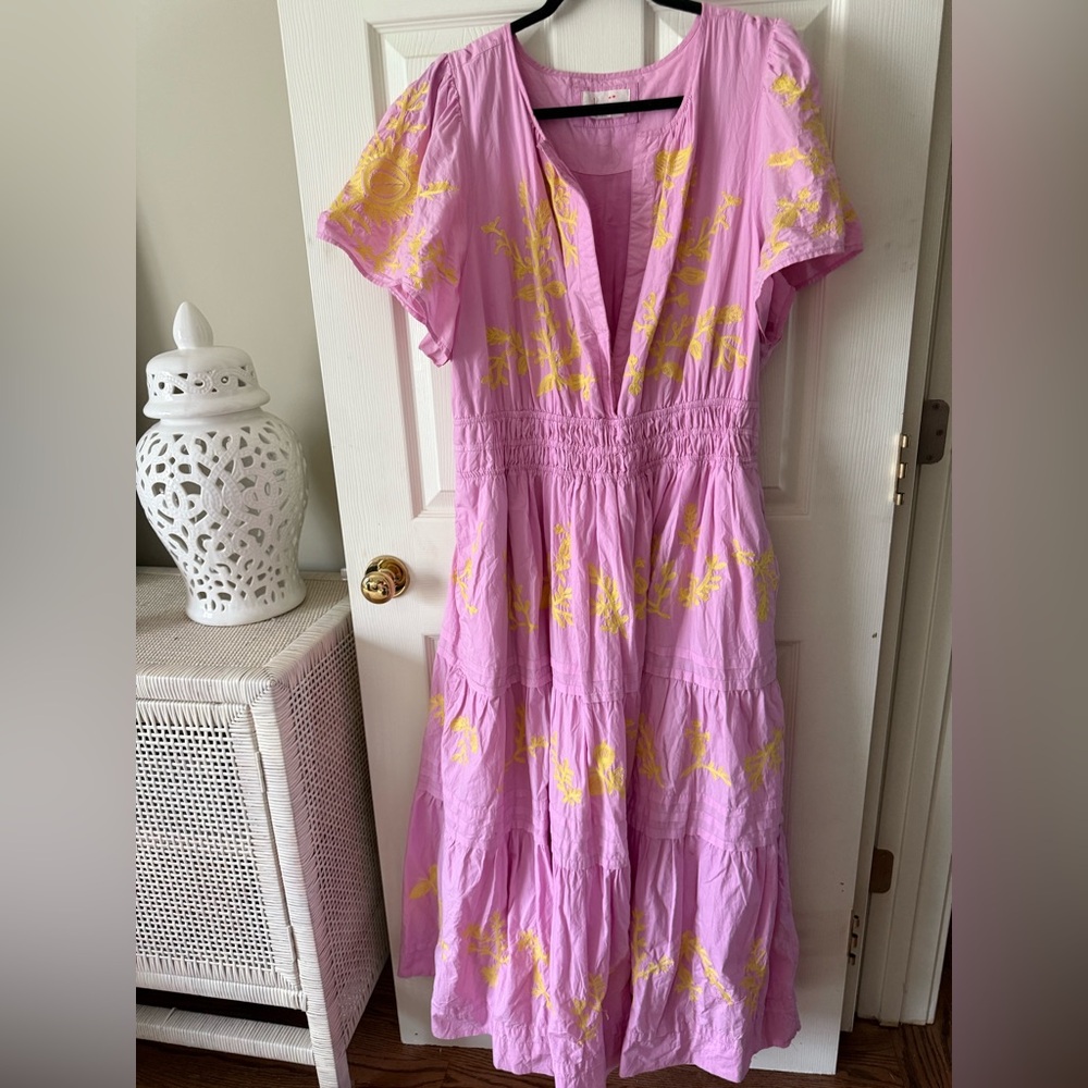 Anthropologie Pink and Yellow SOMERSET Maxi Dress